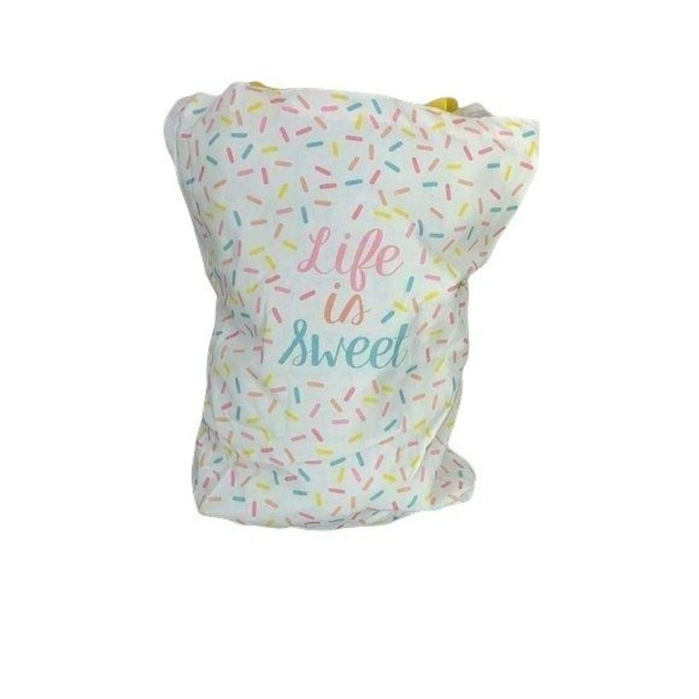 C R Gibson Life Is‎ Sweet White Canvas tote shopping bag